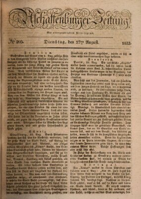 Aschaffenburger Zeitung Dienstag 27. August 1833