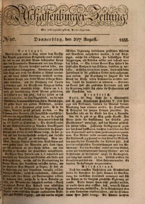 Aschaffenburger Zeitung Donnerstag 29. August 1833