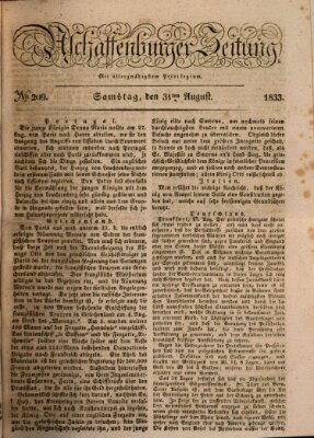 Aschaffenburger Zeitung Samstag 31. August 1833