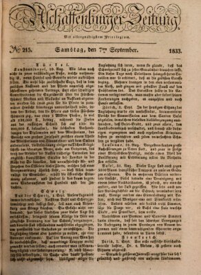 Aschaffenburger Zeitung Samstag 7. September 1833