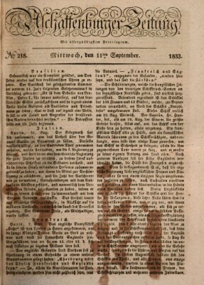 Aschaffenburger Zeitung Mittwoch 11. September 1833