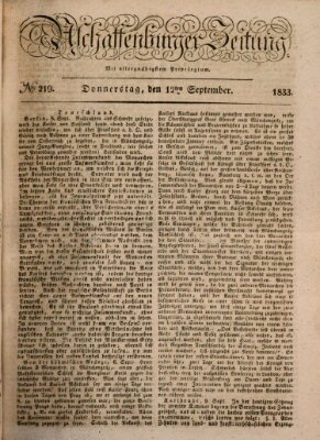 Aschaffenburger Zeitung Donnerstag 12. September 1833