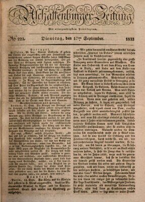 Aschaffenburger Zeitung Dienstag 17. September 1833