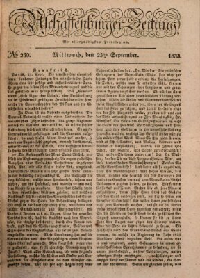 Aschaffenburger Zeitung Mittwoch 25. September 1833