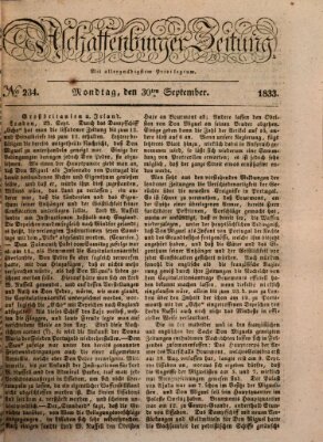 Aschaffenburger Zeitung Montag 30. September 1833