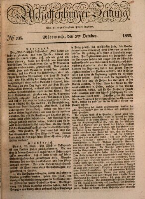 Aschaffenburger Zeitung Mittwoch 2. Oktober 1833