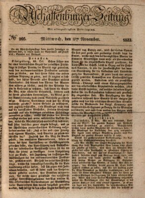 Aschaffenburger Zeitung Mittwoch 6. November 1833