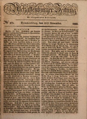 Aschaffenburger Zeitung Donnerstag 21. November 1833