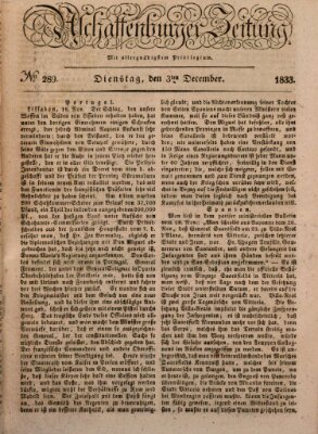 Aschaffenburger Zeitung Dienstag 3. Dezember 1833