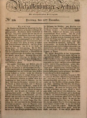Aschaffenburger Zeitung Freitag 13. Dezember 1833