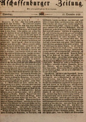 Aschaffenburger Zeitung Dienstag 17. Dezember 1833