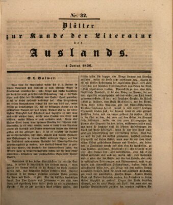 Blätter zur Kunde der Literatur des Auslands (Das Ausland) Samstag 4. Juni 1836