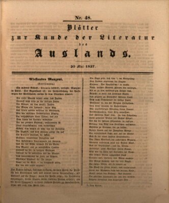 Blätter zur Kunde der Literatur des Auslands (Das Ausland) Dienstag 30. Mai 1837