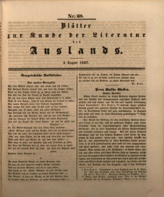 Blätter zur Kunde der Literatur des Auslands (Das Ausland) Mittwoch 2. August 1837