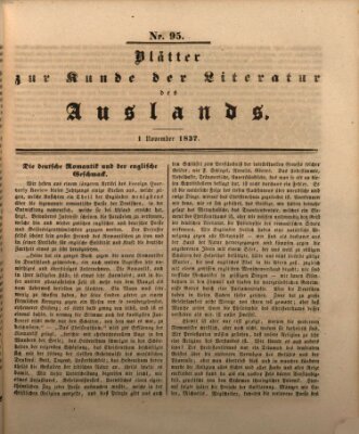 Blätter zur Kunde der Literatur des Auslands (Das Ausland) Mittwoch 1. November 1837