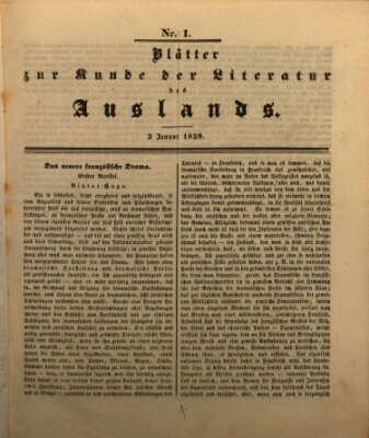 Blätter zur Kunde der Literatur des Auslands (Das Ausland) Mittwoch 3. Januar 1838