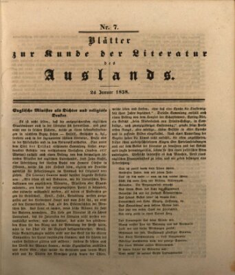 Blätter zur Kunde der Literatur des Auslands (Das Ausland) Mittwoch 24. Januar 1838