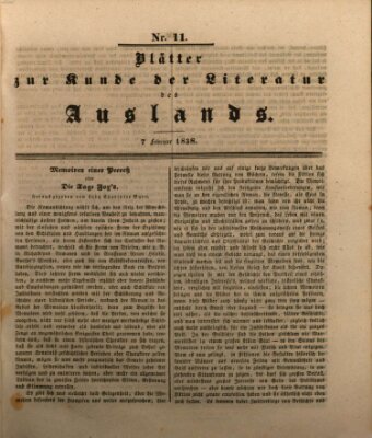 Blätter zur Kunde der Literatur des Auslands (Das Ausland) Mittwoch 7. Februar 1838