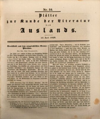 Blätter zur Kunde der Literatur des Auslands (Das Ausland) Mittwoch 18. April 1838