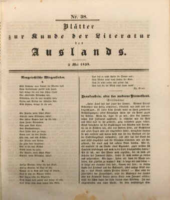 Blätter zur Kunde der Literatur des Auslands (Das Ausland) Mittwoch 2. Mai 1838