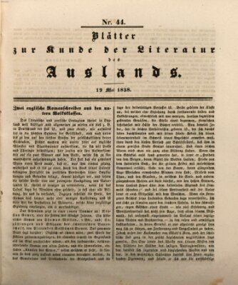 Blätter zur Kunde der Literatur des Auslands (Das Ausland) Samstag 19. Mai 1838