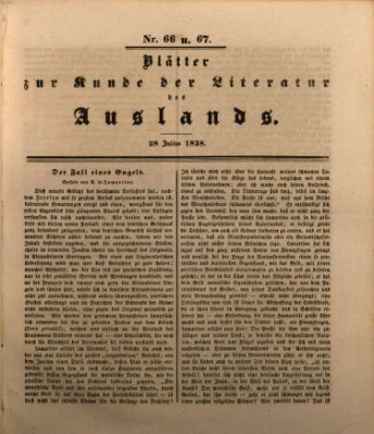 Blätter zur Kunde der Literatur des Auslands (Das Ausland) Samstag 28. Juli 1838