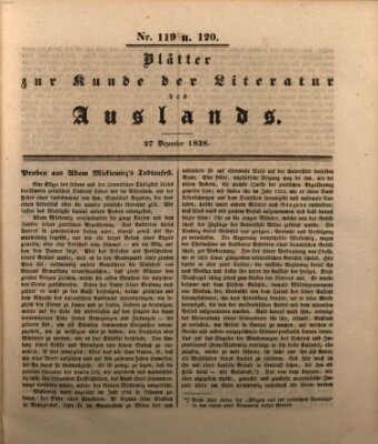 Blätter zur Kunde der Literatur des Auslands (Das Ausland) Donnerstag 27. Dezember 1838