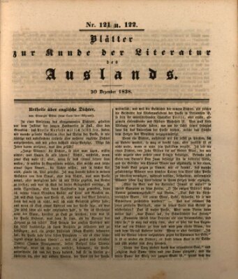 Blätter zur Kunde der Literatur des Auslands (Das Ausland) Sonntag 30. Dezember 1838