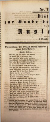 Blätter zur Kunde der Literatur des Auslands (Das Ausland) Samstag 5. Dezember 1840