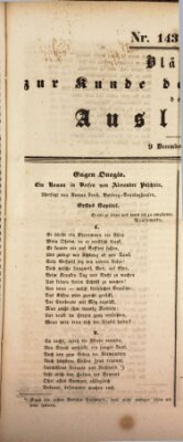 Blätter zur Kunde der Literatur des Auslands (Das Ausland) Mittwoch 9. Dezember 1840