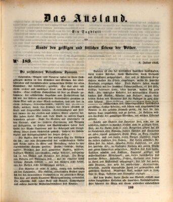 Das Ausland Mittwoch 8. Juli 1846