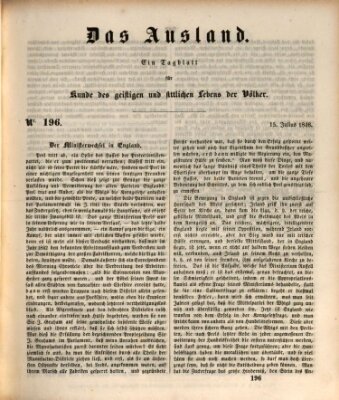 Das Ausland Mittwoch 15. Juli 1846