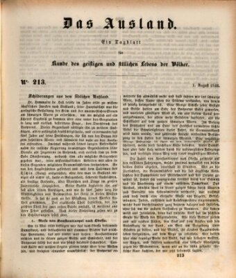 Das Ausland Samstag 1. August 1846