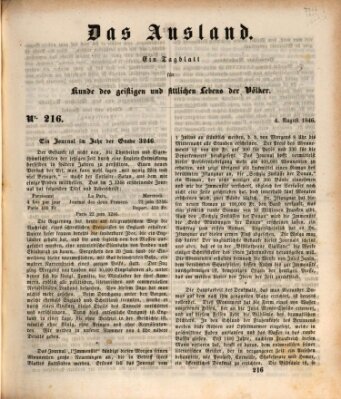 Das Ausland Dienstag 4. August 1846