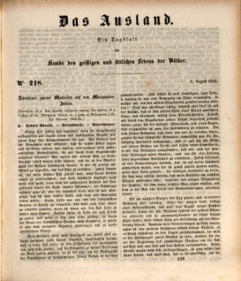 Das Ausland Donnerstag 6. August 1846