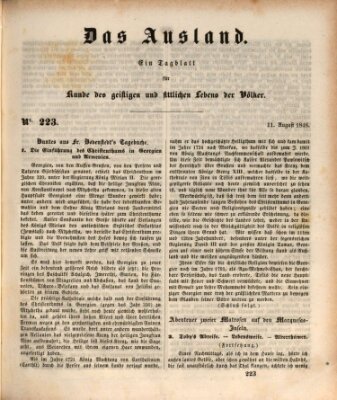 Das Ausland Dienstag 11. August 1846