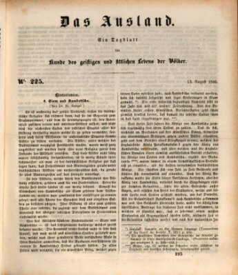 Das Ausland Donnerstag 13. August 1846