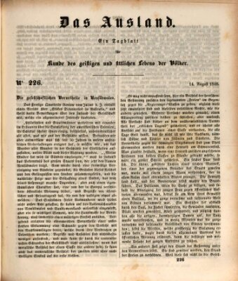 Das Ausland Freitag 14. August 1846