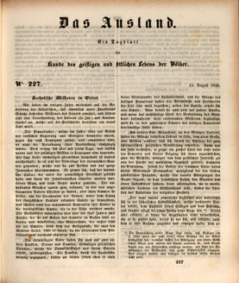 Das Ausland Samstag 15. August 1846