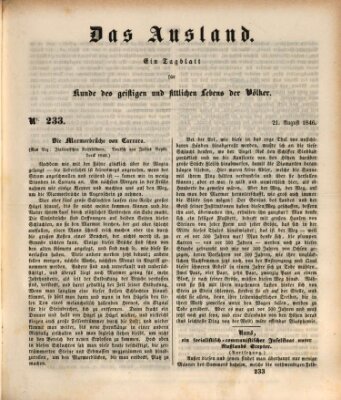 Das Ausland Freitag 21. August 1846