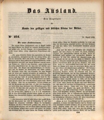 Das Ausland Samstag 22. August 1846