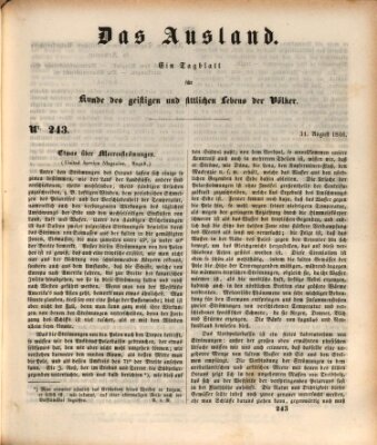 Das Ausland Montag 31. August 1846