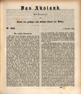 Das Ausland Dienstag 1. September 1846