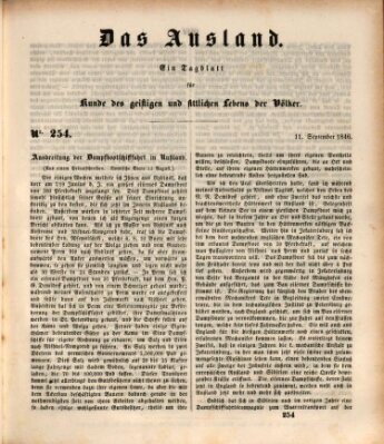 Das Ausland Freitag 11. September 1846