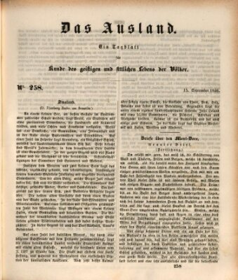 Das Ausland Dienstag 15. September 1846