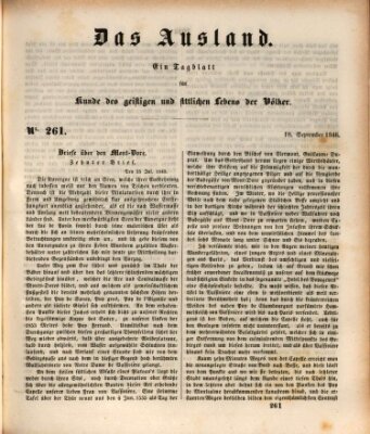 Das Ausland Freitag 18. September 1846