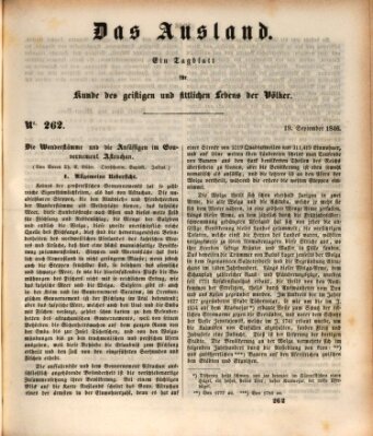 Das Ausland Samstag 19. September 1846