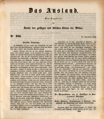 Das Ausland Mittwoch 23. September 1846