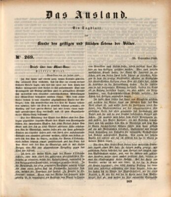 Das Ausland Samstag 26. September 1846