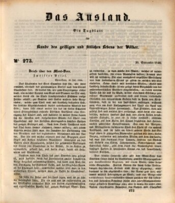 Das Ausland Mittwoch 30. September 1846